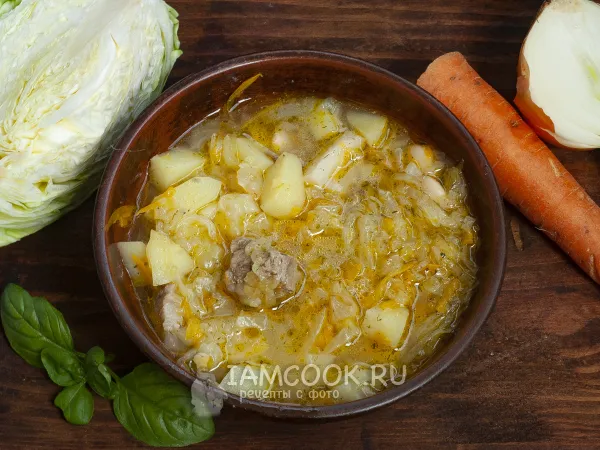 Фото блюда: Щи со свининой в мультиварке (со свежей капустой)