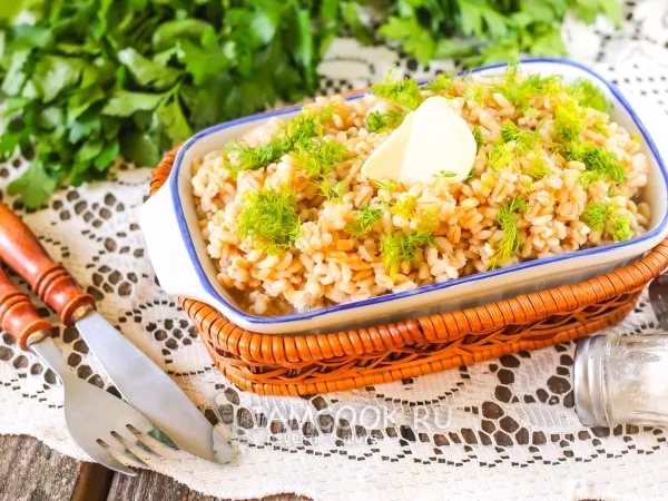 Фото готового блюда: Перловая каша в мультиварке (с открытой крышкой)