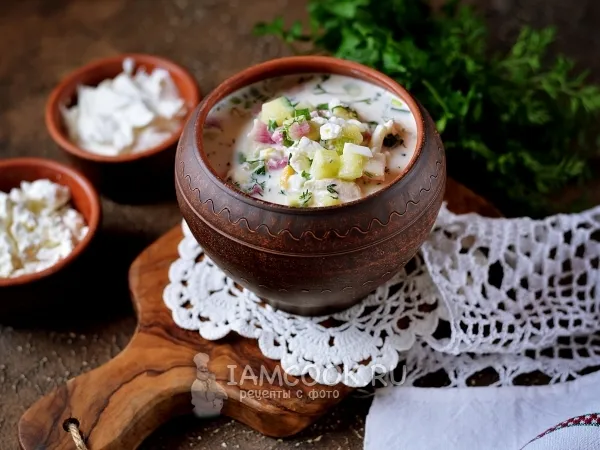 Фото готового блюда: Окрошка с творогом