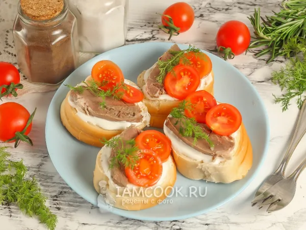 Фото блюда: Бутерброды с вареным свиным сердцем