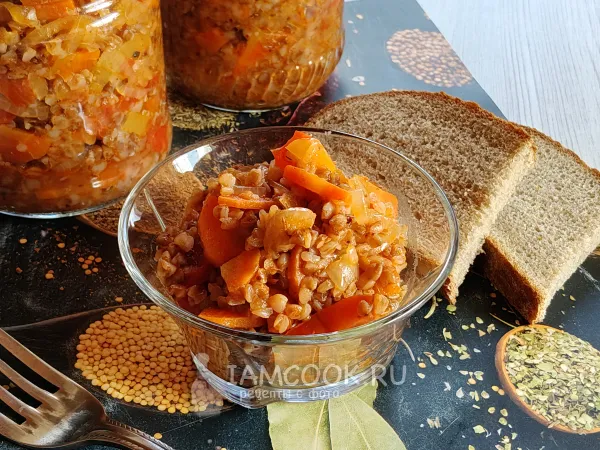 Фото блюда: Гречка с овощами на зиму в банках