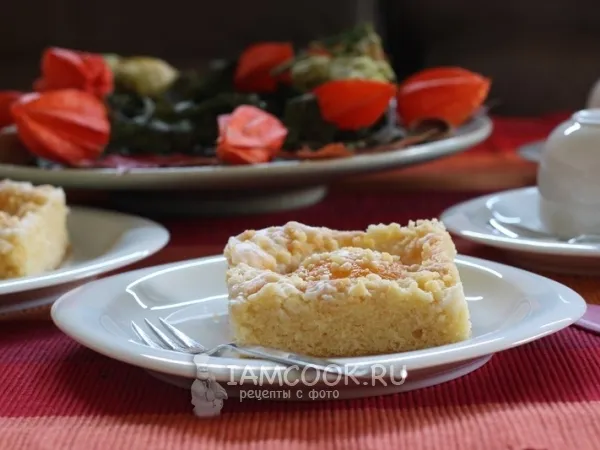 Фото готового блюда: Пирог с персиками и крошкой