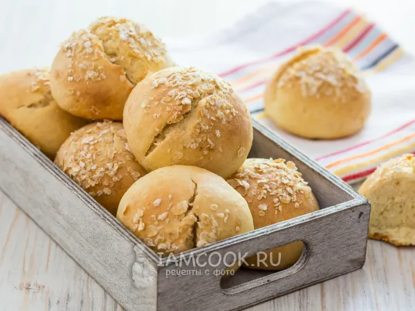 Фото готового блюда: Булочки на кефире с овсяной мукой