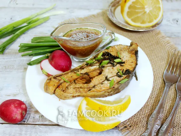 Фото блюда: Кета в горчично-соевом соусе в фольге