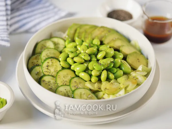 Фото блюда: Зеленый салат с бобами эдамаме