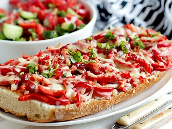 Фото блюда: Пицца из батона