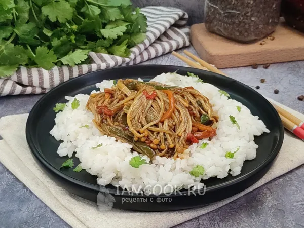 Фото блюда: Грибы эноки в кисло-сладком соусе