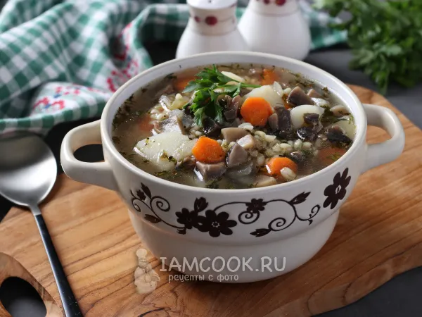 Фото блюда: Суп с булгуром и грибами (шампиньонами)