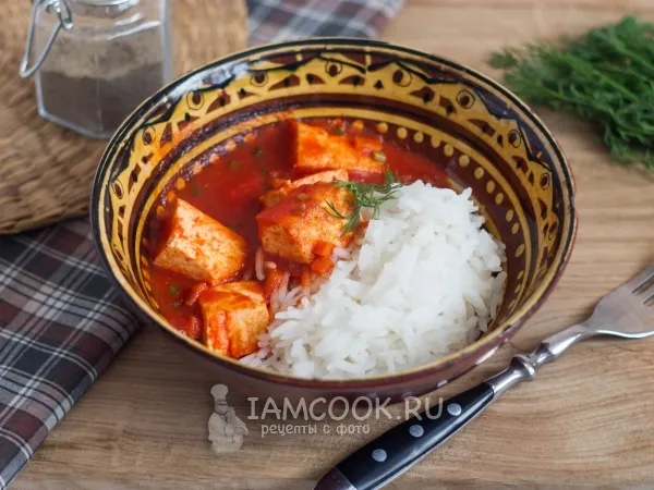 Фото блюда: Рис с подливкой из адыгейского сыра