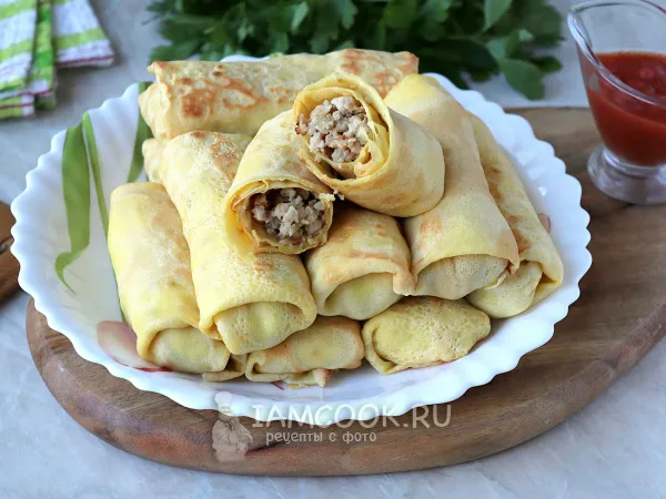 Фото блюда: Блины на воде с фаршем