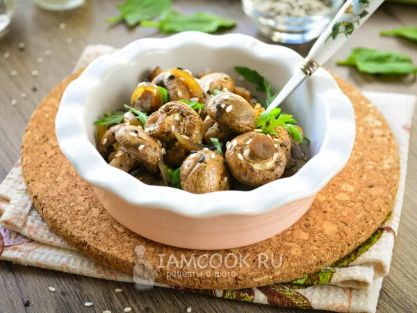 Фото блюда: Шампиньоны в рукаве в духовке