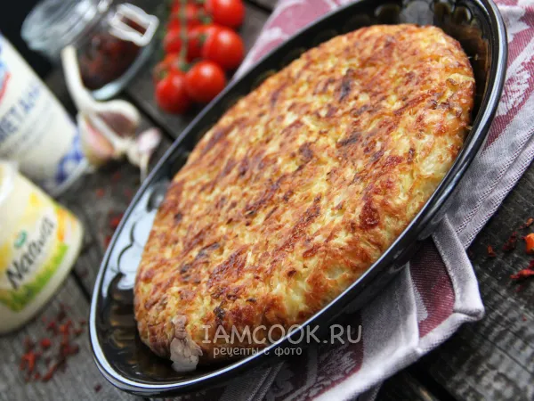 Фото блюда: Капустная запеканка с сыром на сковороде