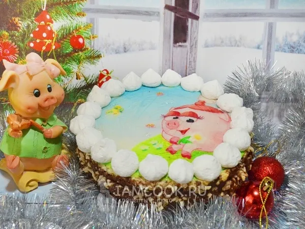Фото блюда: Торт «Свинка» на Новый 2019 год (со сгущенкой)
