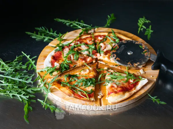 Фото блюда: Пицца с рукколой и креветками
