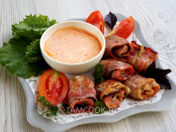 Фото блюда: Баклажан с беконом на мангале