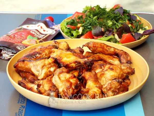 Фото готового блюда: Крылышки барбекю на мангале