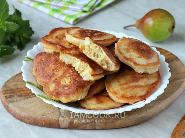 Фото блюда: Оладьи с грушей на кефире