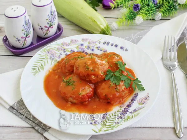 Фото блюда: Тефтели из индейки с кабачком в духовке