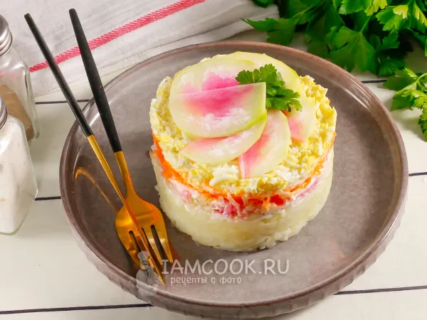 Фото готового блюда: Салат «Генеральский» с редькой