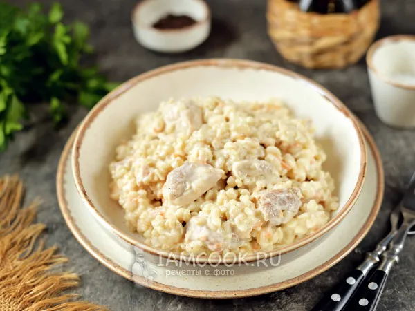 Фото блюда: Булгур с курицей в сливочном соусе
