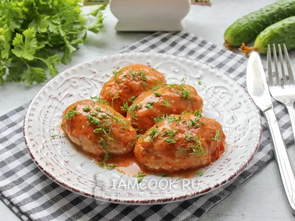 Фото блюда: Курино-свиные котлеты в духовке