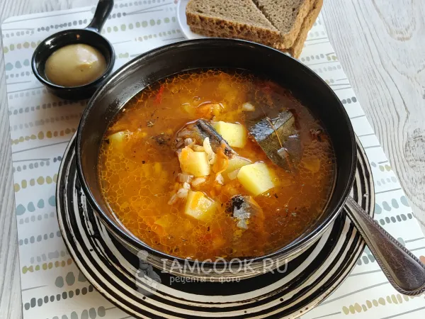 Фото готового блюда: Уха с сайрой и перловкой