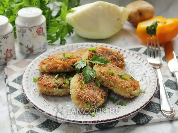 Фото блюда: Постные котлеты из капусты и картошки