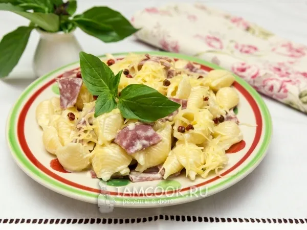Фото блюда: Паста с ветчиной и сыром