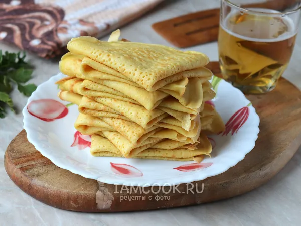 Фото блюда: Тонкие блины на пиве с дырочками