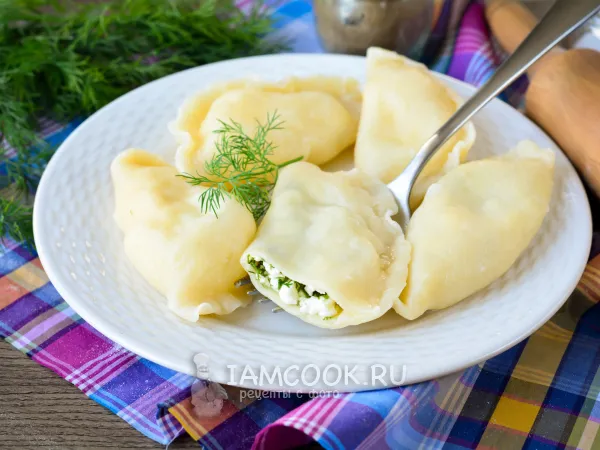 Фото блюда: Вареники с творогом и укропом