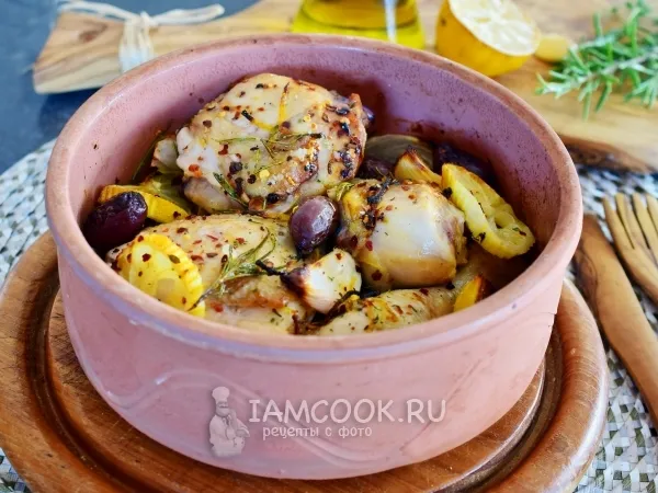 Фото блюда: Курица с лимоном и розмарином по-гречески
