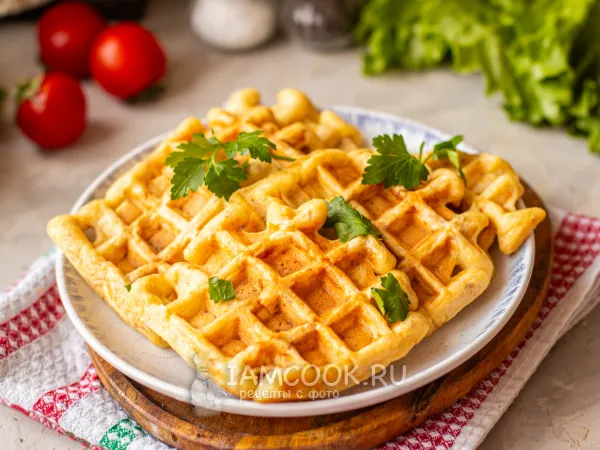 Фото блюда: Вафли из тунца в вафельнице