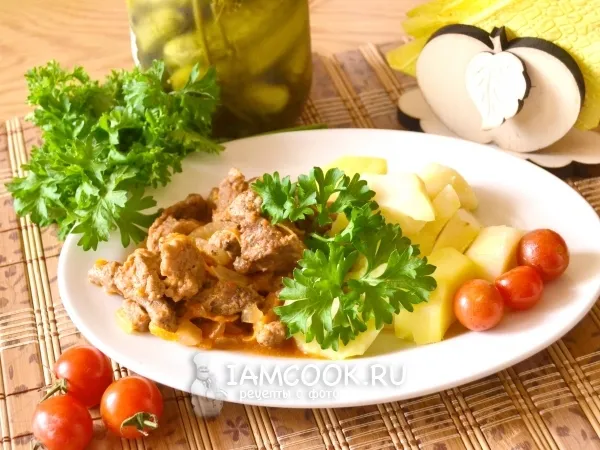 Фото блюда: Бефстроганов из говядины со сметаной