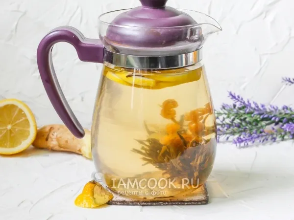 Фото блюда: Зелёный чай с имбирем и лимоном