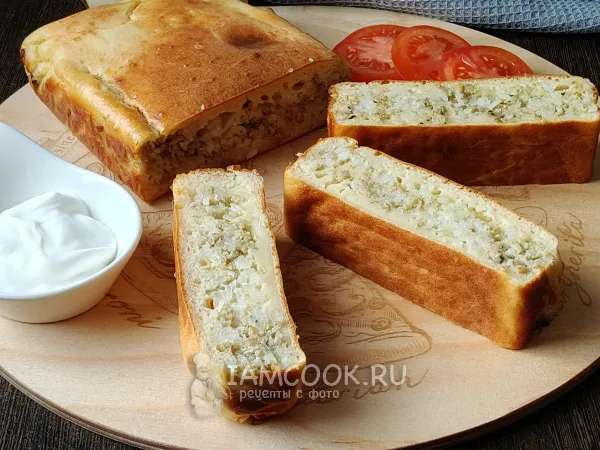 Фото блюда: Заливной пирог с мясом и рисом