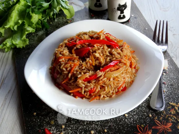 Фото блюда: Рис с овощами и соусом терияки