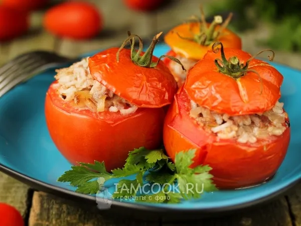 Фото блюда: Помидоры, фаршированные мясом и рисом