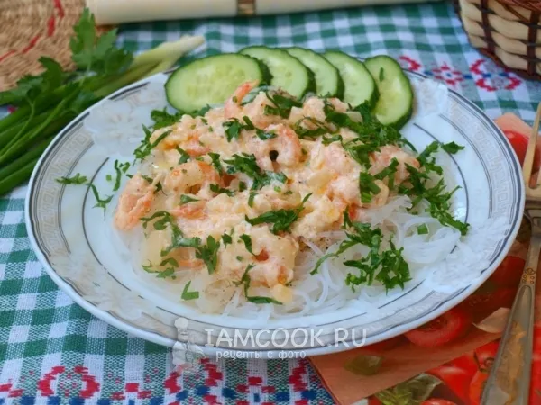 Фото готового блюда: Креветки в сливочно-чесночном соусе