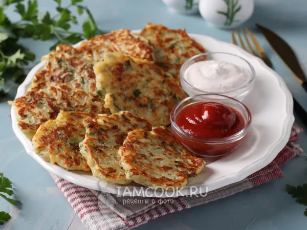 Фото блюда: Картофельные оладьи с сыром