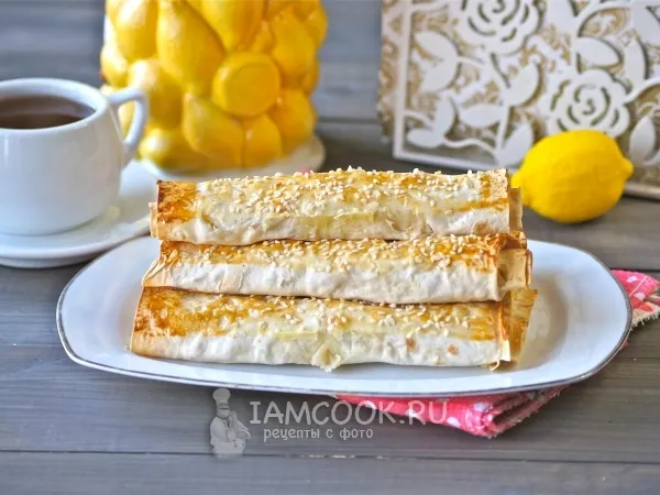 Фото блюда: Трубочки из лаваша с творогом