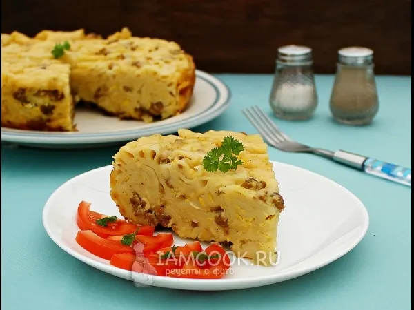 Фото блюда: Запеканка из макарон с фаршем в мультиварке