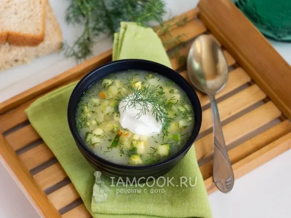 Фото блюда: Окрошка с адыгейским сыром и морковью