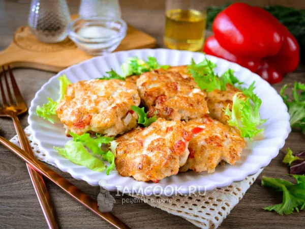 Фото блюда: Рубленые куриные котлеты с болгарским перцем