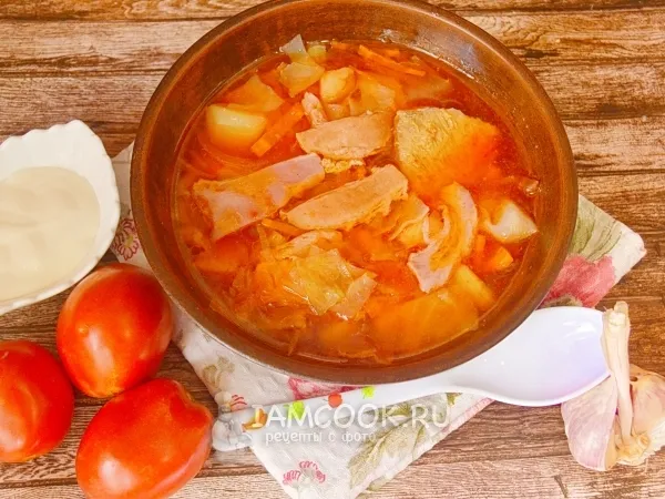 Фото блюда: Борщ по-флотски с беконом (на свинине)