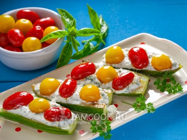 Фото блюда: Жареные огурцы с помидорами