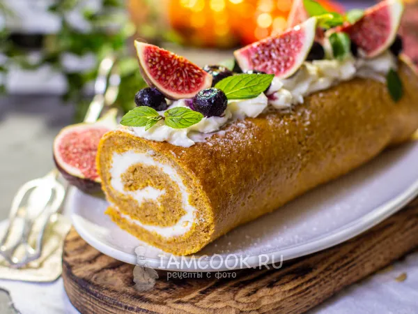 Фото готового блюда: Тыквенный рулет с кремом