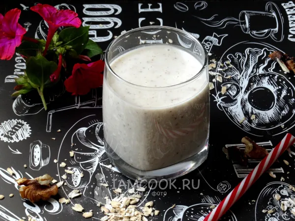 Фото блюда: Смузи с овсянкой на завтрак (с орехами)