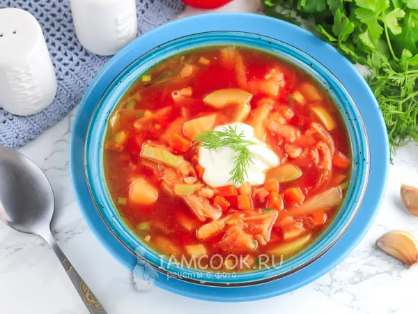 Фото готового блюда: Борщ с кабачками