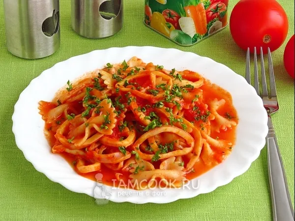 Фото блюда: Фарфалле с соусом из кальмаров