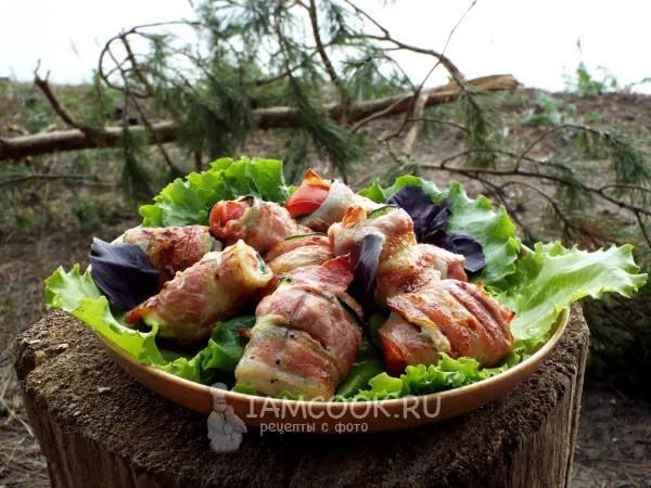 Фото блюда: Кабачки с беконом на мангале